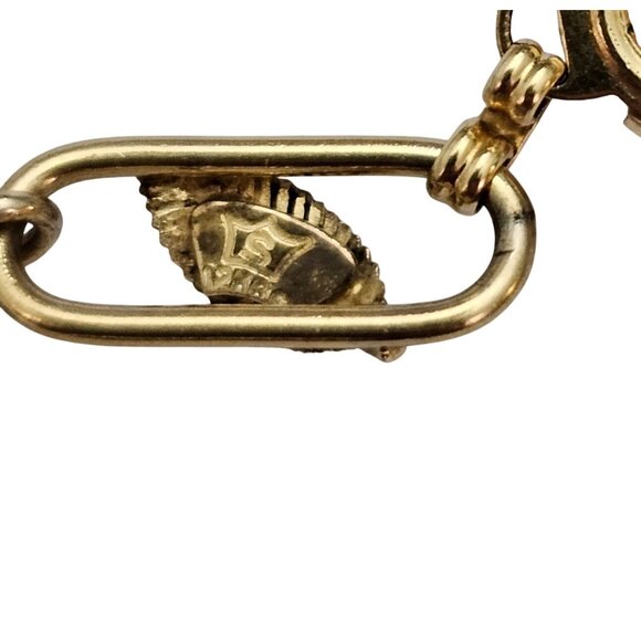 Gold Filled Coral Cabochon Chain Bracelet Leaf Paper Clip Oval Links C675 - Picture 5 of 10